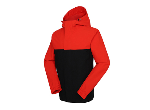 红黑拼接男女款冲锋衣定制生产厂家