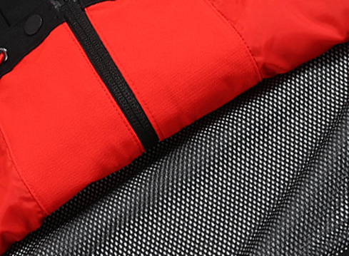 红黑拼接男女款冲锋衣定制生产厂家